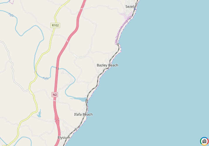 Map location of Bazley Beach